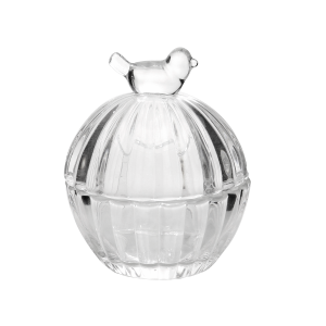 PORTA JÓIA PÁSSARO DE VIDRO COM TAMPA 8X9CM - DEE05002