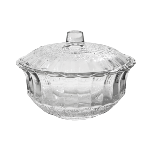 BOMBONIERE DE VIDRO COM TAMPA E DETALHES EM RELÊVO 250ML - VDA07031