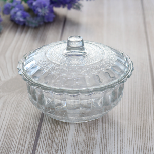 BOMBONIERE DE VIDRO COM TAMPA E DETALHES EM RELÊVO 250ML - VDA07031