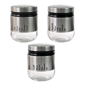 JOGO DE PORTA TEMPERO COM 3 PEÇAS DE INOX 300ML  - 3826