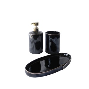 JOGO DE DE BANHEIRO LUXO COM 03 PEÇAS - BRJZ10240-PT