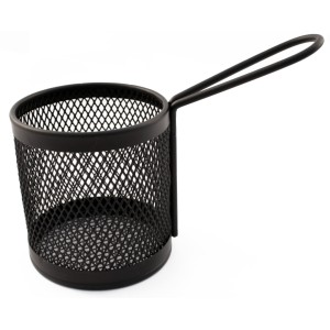 MINI CESTA EM INOX COM ALÇA PARA PORÇÕES 8CM - CA09358-PT