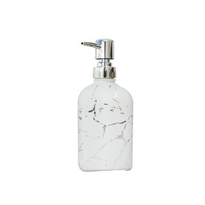 PORTA SABONETE LÍQUIDO DE VIDRO COM ESTAMPA MARMORIZADA 400 ML - SXYZ5106-PTA