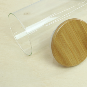 POTE DE VIDRO COM TAMPA DE BAMBU 1,7LITROS - HU51008