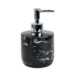 PORTA SABONETE LÍQUIDO DE PORCELANA ESTAMPA MARMORIZADA PRETO 400ML - 3865