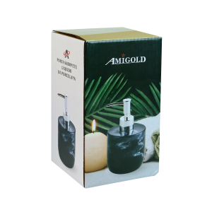 PORTA SABONETE LÍQUIDO DE PORCELANA ESTAMPA MARMORIZADA PRETO 400ML - 3865