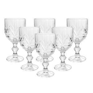 JOGO DE TAÇAS COM 6 PEÇAS EM VIDRO COM DETALHES 300ML - 4929