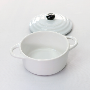 MINI PANELA DE CERÂMICA REDONDA COM TAMPA 16,5X11,5X9CM - 210553-BR