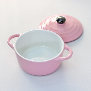 MINI PANELA DE CERÂMICA REDONDA COM TAMPA 16,5X11,5X9CM - 210553-RS