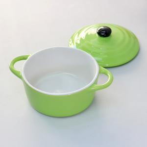 MINI PANELA DE CERÂMICA REDONDA COM TAMPA 16,5X11,5X9CM - 210553-VD