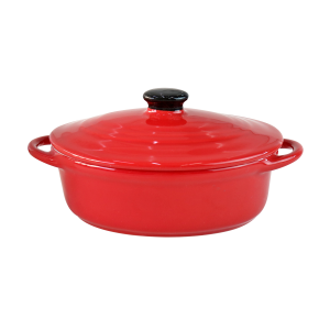 MINI PANELA DE CERÂMICA OVAL COM TAMPA 18,5X10,5X9CM - 210557-VM