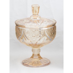 BOMBONIERE COM TAMPA EM VIDRO E PÉ EM VIDRO AMBAR 1 LITRO 16X24CM - VDA05030