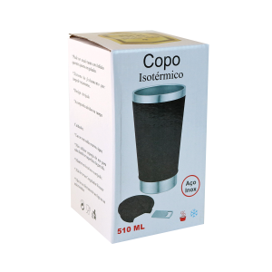 COPO TÉRMICO DE AÇO INOX COM TAMPA E ABRIDOR 500ML - GDR0339-AZMA