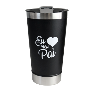 COPO TÉRMICO DE INOX COM TAMPA E ABRIDOR COM FRASE EU AMO MEU PAI - HG85053-A