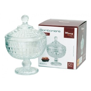 BOMBONIERE VERONA COM TAMPA EM VIDRO E PÉ EM VIDRO 14X20CM - VDA07038