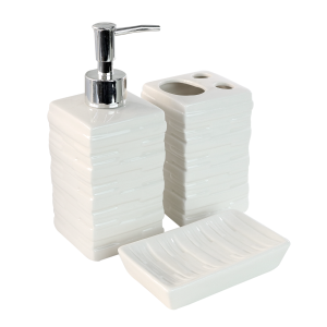 JOGO DE BANHEIRO DE PORCELANA COM 3 PEÇAS 400ML - SXHW5092