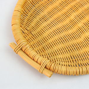 CESTA DECORATIVA DE RATTAN REDONDA 24CM ALÇAS NAS LATERAIS - 2104833