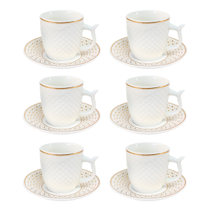 CONJUNTO DE XÍCARAS  E PIRES 90ML  DE PORCELANA COM 12 PEÇAS - PRC01173A-A