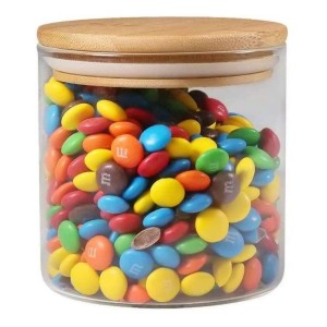 POTE DE VIDRO 600 ML COM TAMPA EM BAMBU E VEDAÇÃO DE SILICONE - BF2983