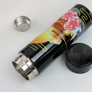 GARRAFA ISOTERMICA AÇO COM INFUSOR E VISOR TOUCH EM LED ESTAMPADA 400ML - GDR0749-B