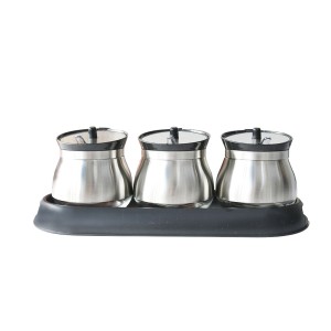 PORTA CONDIMENTO 250ML CADA COM 3 PEÇAS E UMA BASE DE ENCAIXE - TRC8505