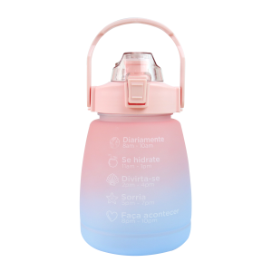 GARRAFA DE PLÁSTICO REDONDA COM CANUDO E ALÇA 1200ML - F1903-RS