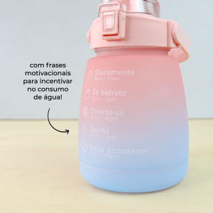 GARRAFA DE PLÁSTICO REDONDA COM CANUDO E ALÇA 1200ML - F1903-RS