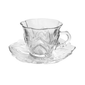 JOGO DE XÍCARA COM PIRES DE VIDRO 12 PEÇAS 130ML  - BM0300