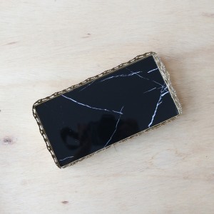 BANDEJA ESPELHADA RETANGULAR DE METAL 10.5X20.5CM - CZ19591