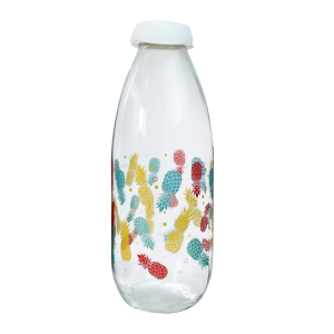 GARRAFA DE VIDRO DECORADA COM TAMPA 1 LITRO - VDA04068-F