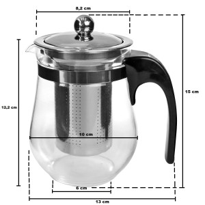 CONJUNTO PARA CHÁ DE VIDRO BULE COM INFUSOR E 4 MINI XÍCARAS - TRC6685