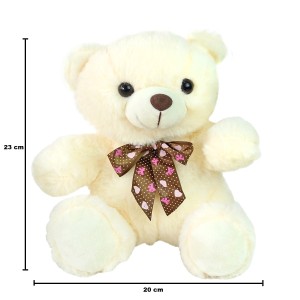 URSINHO DE PELÚCIA COM LAÇO DE POLIESTER 23CM - FC2700-CREME