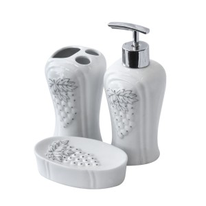 KIT DE BANHEIRO DE PORCELANA COM 3 PEÇAS 200 ML - ZT147B