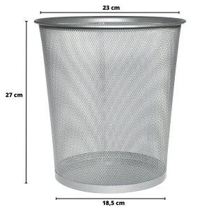 LIXEIRA TELADA PRATA 05 LITROS 27.5 X 24CM - 94622-PTA