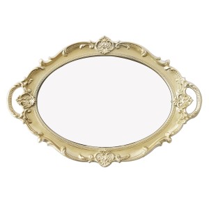 BANDEJA OVAL ESPELHADA DE PLÁSTICO COM ALÇA 25X37CM - HC001S-DOU