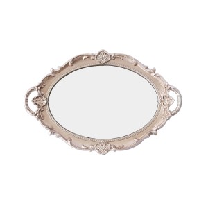 BANDEJA OVAL ESPELHADA DE PLÁSTICO COM ALÇA 25X37CM - HC001S-GR