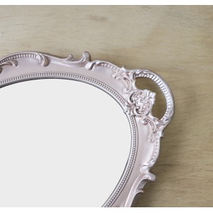 BANDEJA OVAL ESPELHADA DE PLÁSTICO COM ALÇA 25X37CM - HC001S-GR