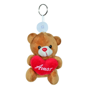 MINI URSINHO DE PELÚCIA CHAVEIRO / VENTOSA COM CORAÇÃO 10CM - FC2780-MR