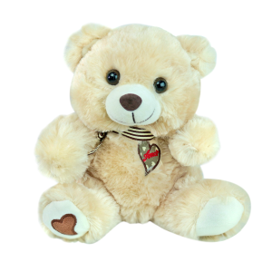 URSO DE PELUCIA DE POLIESTER COM LAÇO 25X22CM - FE6918-BG