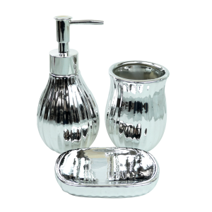 KIT DE BANHEIRO EM CERÂMICA COM 03 PEÇAS EM ESTAMPA - 399-PTA