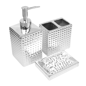 KIT DE BANHEIRO EM CERÂMICA COM 03 PEÇAS - 395-PTA