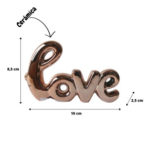ENFEITE DE CERÂMICA DECORATIVO LOVE 10X8,5CM - 96434-GR
