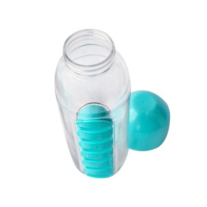 GARRAFA SQUEEZE COM PORTA COMPRIMIDO DE PLÁSTICO 600 ML - ELG65084-AZ