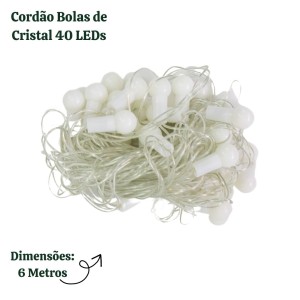 CORDÃO 40 BOLAS LEDS WARM 8F BIVOLT USO INTERNO - 88184