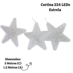 CORTINA 224 LEDS WARM COM ESTRELA NA PONTA BIVOLT - 31042
