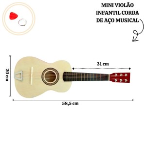 MINI VIOLÃO INFANTIL CORDA DE AÇO MUSICAL 58,5CM - CRS201A-B