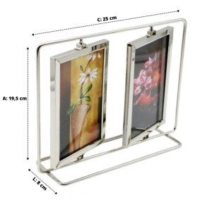 PORTA RETRATO METAL GIRATORIO DUPLO PARA 4 FOTOS 10X15CM - SXK5504