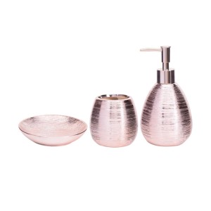 JOGO DE BANHEIRO DE PORCELANA COM 03 PEÇAS  - BRTE10161-GR