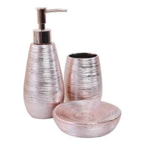 JOGO DE BANHEIRO DE PORCELANA COM 03 PEÇAS  - BRTE10161-GR