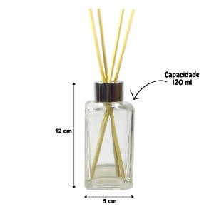 FRASCO AROMATIZADOR DE VIDRO COM TAMPA E VARETAS 120ML - F160323-V
